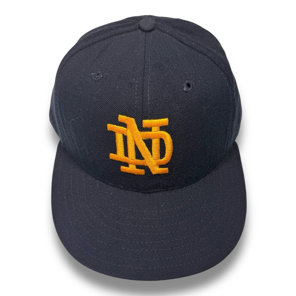 Notre Dame New Era Major League Pro Model‎ Fitted Hat 7-1/4 Wool USA Vintage 90s - Picture 2 of 8